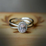 2.5ct Oval Cut Peach Morganite Engagement Ring 14k White Gold Finish Split Shank
