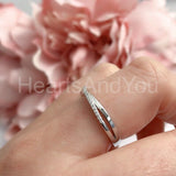 0.3ct Round Cut Moissanite Cross Split Women Wedding Band 14k White Gold Plated