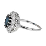 2.5ct Oval Cut Blue Sapphire Engagement Ring Halo Solitaire 14k White Gold Over