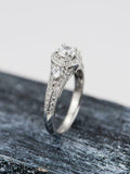 Milgrain Halo Split Shank Engagement Ring 2ct Round Diamond 14k White Gold Over