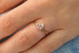 0.9ct Engagement Ring Oval Cut Peach Morganite Solitaire 14k Yellow Gold Finish