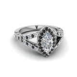 2ct Marquise Diamond Black Vintage Engagement Ring 14k White Gold Finish New