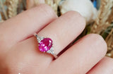 1.5ct Oval Cut Pink Sapphire Engagement Ring 14k White Gold Over Trilogy Promise