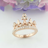 Queen  Princess Crown Engagement Ring 1ct Round Cut Diamond 14k Rose Gold Finish