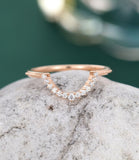 0.15ct Round Cut Moissanite Minimalist Women Wedding Band 14k Rose Gold Plated