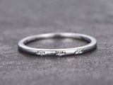 0.3ct Round Cut VVS1D Diamond Wedding Ring Band Minimalist 18k White Gold Finish