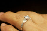 3Ct Round Cut VVS1 Diamond Marquise Accent Engagement Ring 14K White Gold Finish