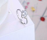 1ct Round Cut Diamond Petite Solitaire Engagement Ring 18k White Gold Finish