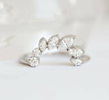 1.5ct Marquise Cut Diamond Engagement Ring 14k White Gold Finish Unique Crown