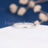 0.4ct Round Cut Simulated Sapphire Minimalist Wedding Band 14k White Gold Plated