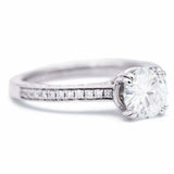 1.7ct Round Cut Diamond Dual Prong Solitaire with Accent Ring 14k WhiteGold Over