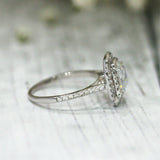 3Ct Asscher Cut DVVS1 Diamond Double Halo Engagement Ring 14K White Gold Finish