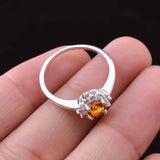 0.5ct Engagement Ring Round Cut Yellow Citrine Diamond Halo 14k WhiteGold Finish