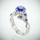 2Ct Round Blue Tanzanite Trinity Knot Celtic Engagement Ring 14K White Gold Over