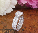 Bridal Set Engagement Ring 2.5ct Round Cut VVS1D Diamond 14k White Gold Finish