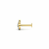 0.3ct Round Cut Diamond Leaf Design Nose Pin Ring Piercing 14k YellowGold Finish