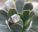 5ct Radiant Cut Diamond Engagement Ring Halo Fancy Statement 14k White Gold Over