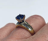 4ct Engagement Ring Round Cut Blue Sapphire Cocktail 14k Yellow Gold Finish