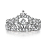 2.2ct Round Cut Moissanite Princess Crown Tiara Women Ring 14k White Gold Plated