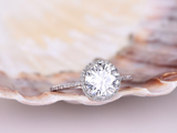 2ct Round Cut Diamond Engagement Ring Halo Accents Solitaire 14k White Gold Over