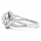 2.5ct Round Diamond Engagement Ring Split Shank Swirl Halo 14k White Gold Finish