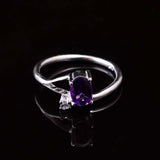0.4ct Oval Cut Purple Amethyst Stylish Split Shank Ring 14k White Gold Finish