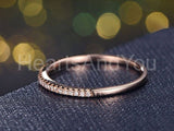 0.15ct Round Cut Moissanite Dainty Minimalist Wedding Band 14k Rose Gold Plated
