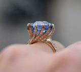 2ct Engagement Ring Round Cut Blue Tanzanite Crown Design 14k Rose Gold Finish