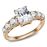 2Ct Radiant Diamond Round Accents Solitaire Engagement Ring 14K Rose Gold Finish