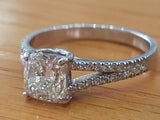 3Ct Cushion Cut Diamond Split Band Solitaire Engagement Ring 14K White Gold Over