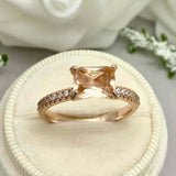 1.7ct Engagement Ring Radiant Cut Morganite Diamond Accents 14k Rose Gold Finish