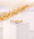 0.35ct Round Cut Moissanite Five Stone Women Wedding Band 14k Yellow Gold Plated