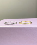 0.1ct Round Cut Moissanite Minimalist Women Wedding Band 14k Yellow Gold Plated