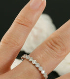 1ct Round Diamond Half Eternity Slim Wedding Ring Band 14k White Gold Finish