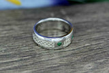 0.2ct Round Cut Green Emerald Wedding Band Celtic Design 14k White Gold Finish