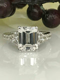 1.8ct Emerald Cut Diamond Accent Solitaire Engagement Ring 14k White Gold Finish