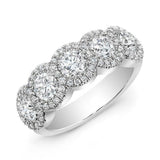 5ct Round Cut Diamond Half Eternity Halo Cluster Wedding Ring 14k WhiteGold Over