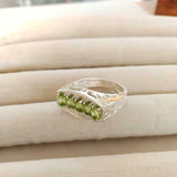 3ct Engagement Ring Oval Cut Green Peridot Filigree Cocktail 14k White Gold Over