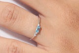 0.5ct Baguette Cut Blue Aquamarine Petite Minimalist Ring 14k White Gold Finish