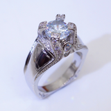 2.3ct Round Cut Diamond Wide Band Solitaire Engagement Ring 14k White Gold Over