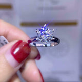 6 Prong Solitaire Engagement Ring 1ct Round Cut Diamond 14k White Gold Finish