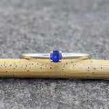 0.5ct Engagement Ring Round Cut Blue Sapphire Solitaire 14k White Gold Finish