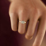 Cluster Snowflake Engagement Ring 1.6ct Round Cut Diamond 14k Yellow Gold Finish