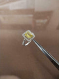 2ct Engagement Ring Emerald Cut Yellow Sapphire Diamond Halo 14k White Gold Over