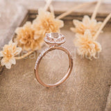 1.5ct Round Cut Simulated Morganite Halo Engagement Ring 14k Rose Gold Plated