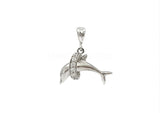0.12ct Round Cut Moissanite Dolphin Pendant 14k White Gold Plated NO CHAIN