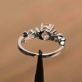 1ct Engagement Ring Round Cut Morganite Milgrain Floral 14k White Gold Finish