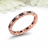 2ct Baguette Cut Black Diamond Wedding Band Eternity Milgrain 14k Rose Gold Over