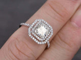 2.5ct Princess Diamond Round Accent Dual Halo Engagement Ring 14k WhiteGold Over