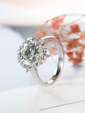 Halo Unique Solitaire Engagement Ring 2.5ct Round Cut Diamond 14k WhiteGold Over